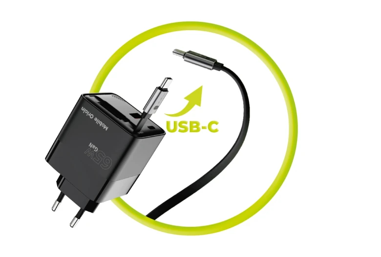 Mobile Origin MO-65WDCH-PW2 65W GaN Ladegerät USB-C 75 cm Schwarz