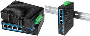 LogiLink Industrial Gigabit Ethernet Switch,4-Port,Unmanaged 4x 10/100/1000Base-TX + 1x SFP, Plug & Play, Metallgehäuse, - 1 Stück (NS204)