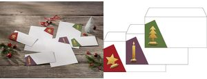 sigel Weihnachts-Umschlag-Set "Cut-out style", DIN lang gummiert, Weißpapier 90 g/qm, ohne Fenster, - 1 Stück (DU257)