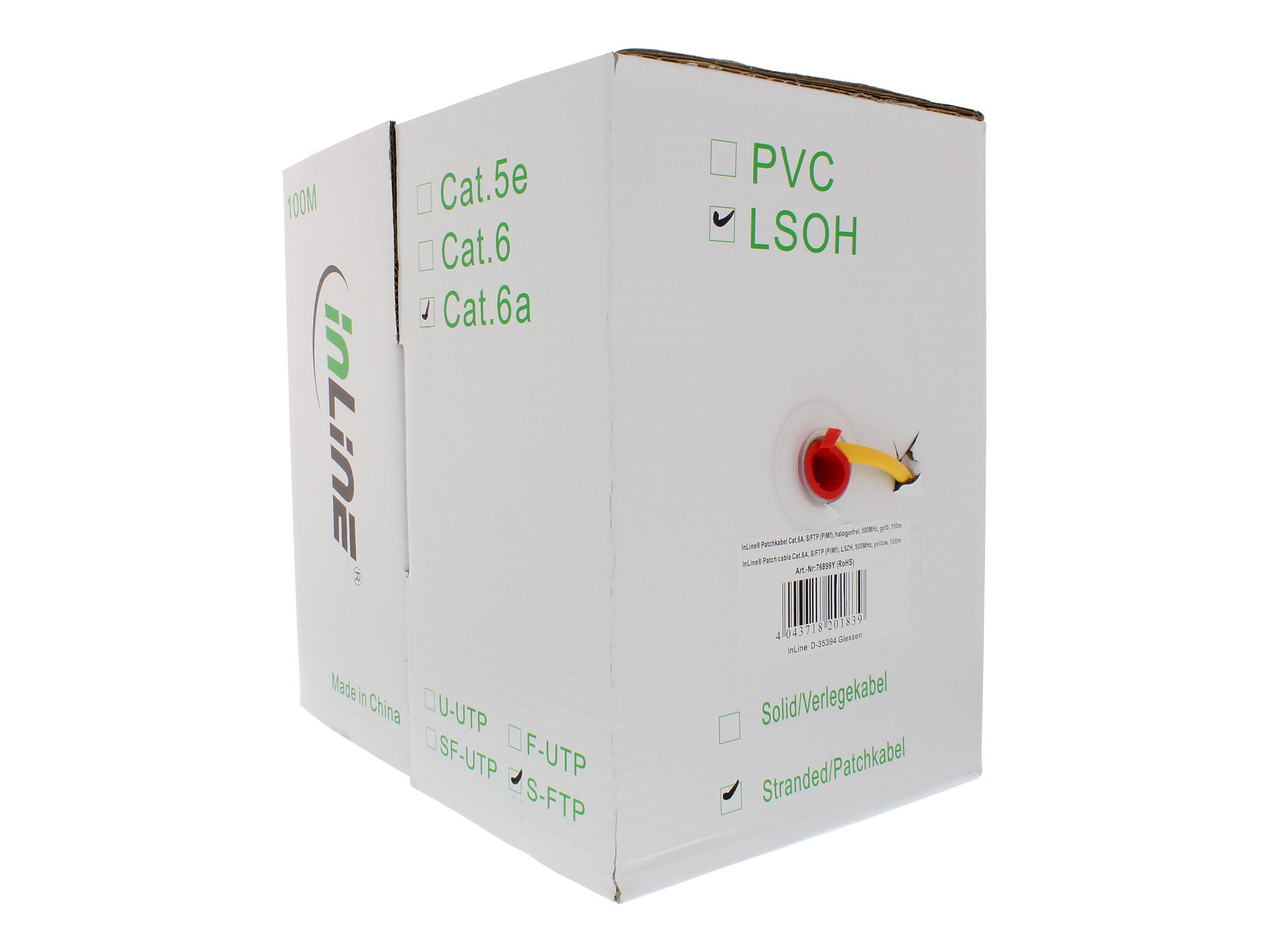 InLine Patchkabel Cat.6A S/FTP (PiMF) 500 MHz Halogenfrei 100 m Gelb