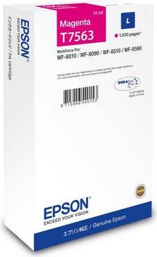 Epson C13T75634N. Tintenpatronenkapazität: Standardertrag, Versorgungstyp: Einzelpackung, Seitenergebnis Farbtinte: 1500 Seiten, Volumen Farbtinte: 14 ml, Menge pro Packung: 1 Stück(e) (C13T75634N)