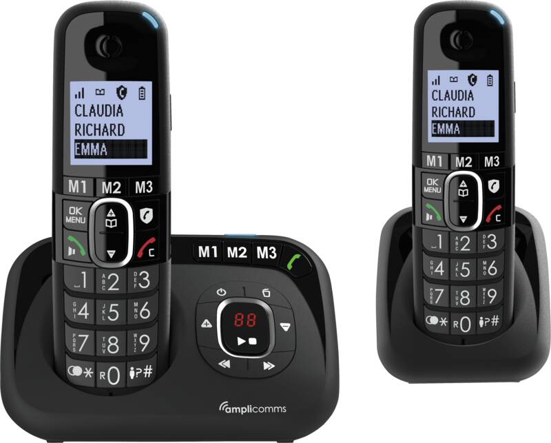 AMPLICOM BigTel 1582 DECT-Telefon mit Anrufbeantworter Schwarz