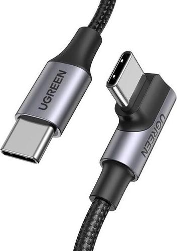 UGREEN US334 USB-C auf USB-C 100W Ladekabel 1x Winkelstecker Nylon-Ummantelung Aluminium 1m schwarz (70643)