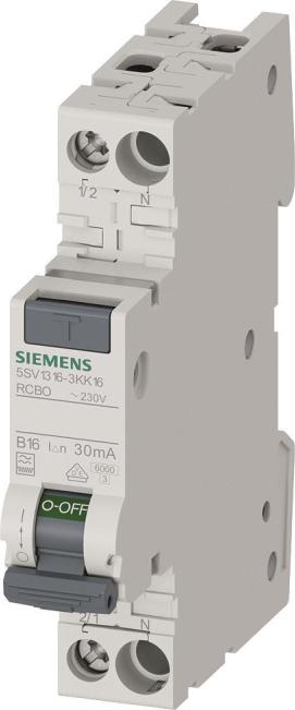 Siemens Indus.Sector FI/LS-Schalter kompakt Typ F, 30mA, B16 5SV1316-3KK16 (5SV13163KK16)