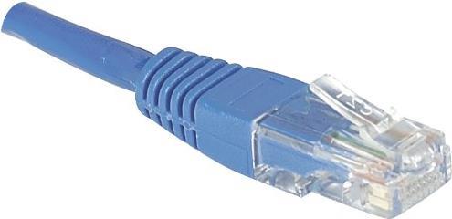 EXERTIS CONNECT Patchkabel, CAT.6, U/UTP, ungeschirmt, Kupfer, blau, 15,0 m Patchkabel mit Rastnasen