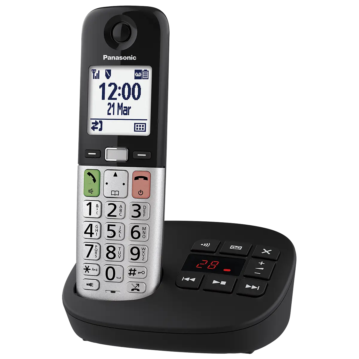 Panasonic KX-TGU430EXB Schnurlostelefon DECT mit Anrufbeantworter Schwarz & silber