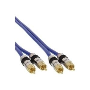 INLINE 2xCinch Audio Kabel PREMIUM 1m doppelt geschirmtes Kabel vergoldete Cinch Stecker Impedanz 75 Ohm Laenge 1m (89701P)