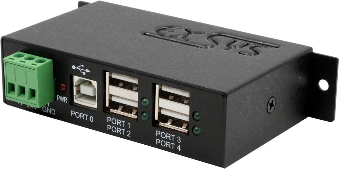 EXSYS GmbH 4-Port USB 2.0 Metall-HUB, 15KV ESD Schutz, DIN-Rail Kit (EX-1163HMS)