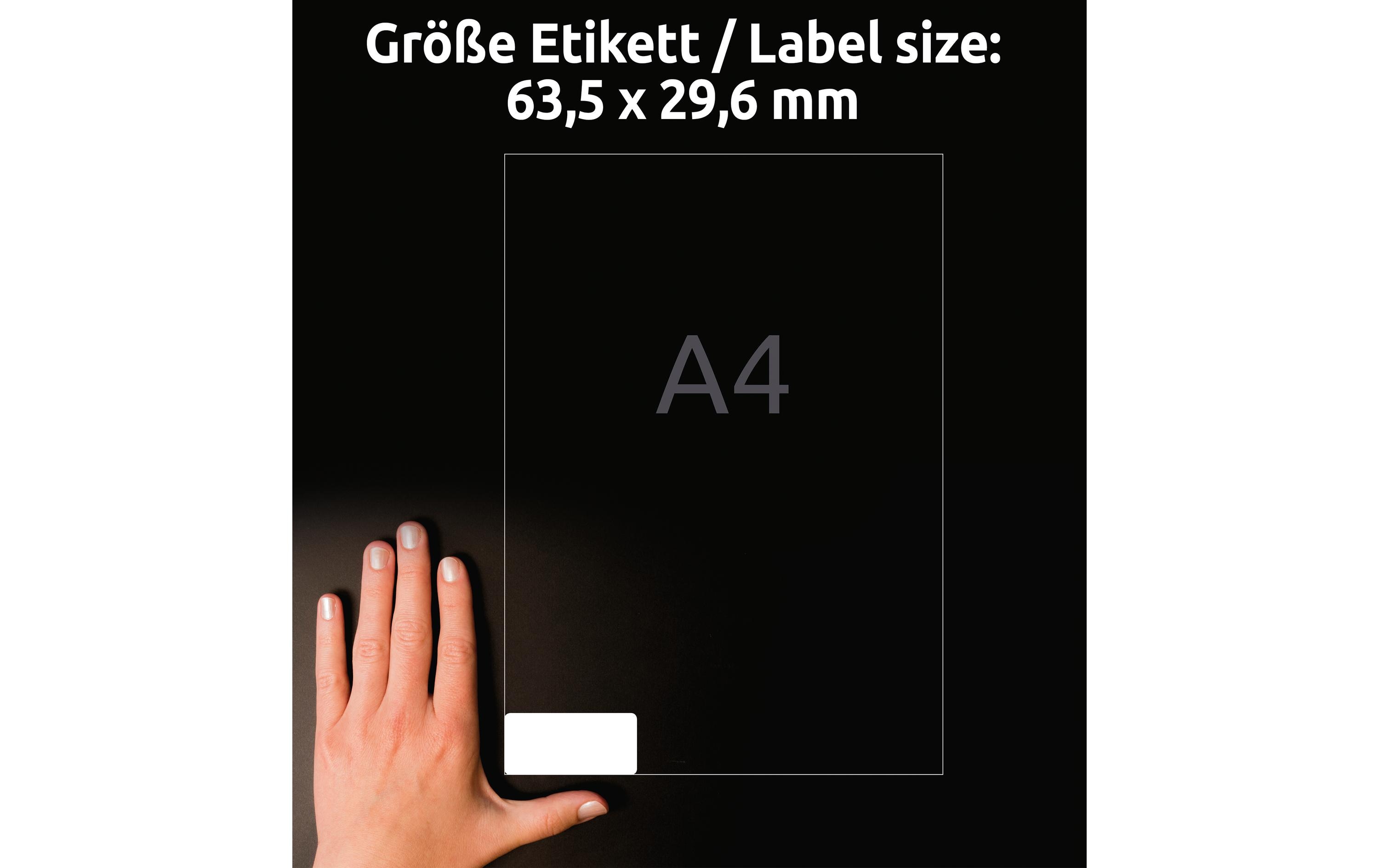 Avery Zweckform L4737REV-65 Universal-Etiketten 63,5 x 29,6 mm A4 Papier Wiederablösbar Weiß