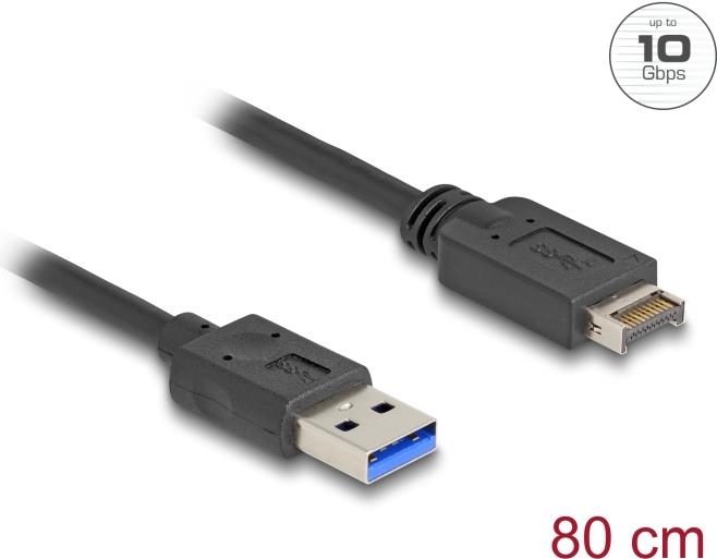 Delock USB 10 Gbps Kabel Typ-E Key A 20 Pin Stecker zu Typ-A 80 (85411)