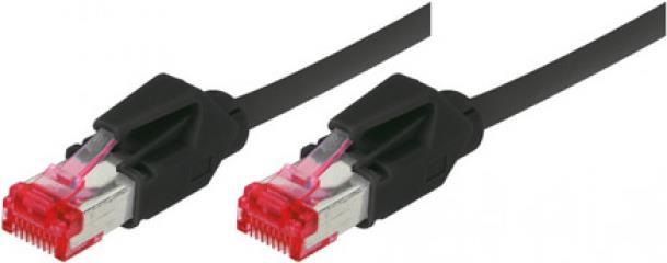 Patchkabel S/FTP, PiMF, Cat 6, schwarz, 0,3 m halogenfrei, mit Draka-Kabel und Hirosesteckern TM21 (718003S)