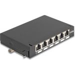 Delock Mini Desktop Patchpanel RJ45 Buchse 6 Port Cat.6A geschirmt schwarz - zur Montage an (90379)