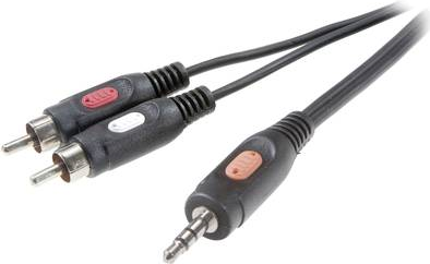 SpeaKa Professional Cinch / Klinke Audio Anschlusskabel [2x Cinch-Stecker - 1x Klinkenstecker 3.5 mm] 10 m Schwarz (SP-7869792)