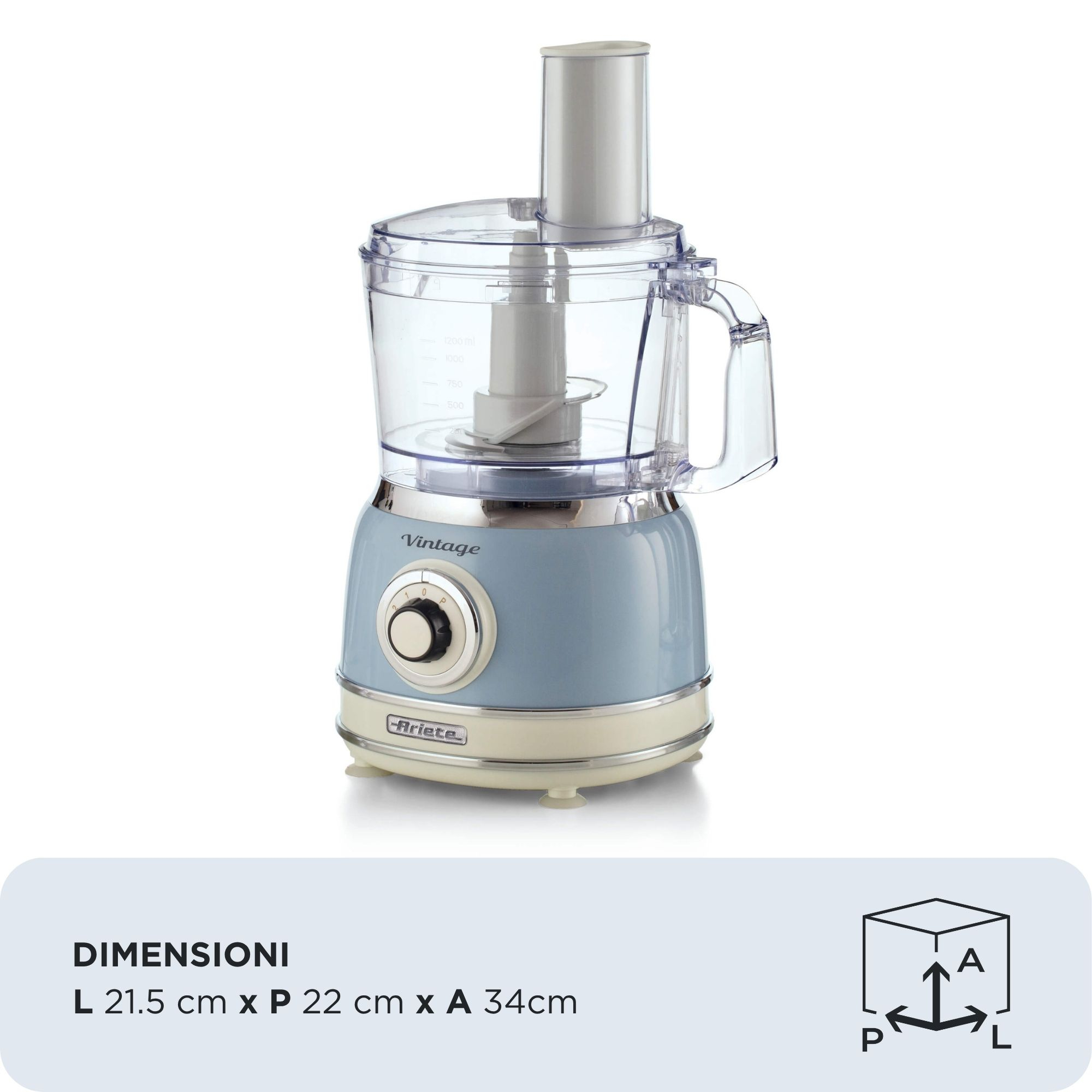 Ariete Vintage Line 1781BL Multifunktions-Küchenmaschine 2,1 l 1000 W Blau