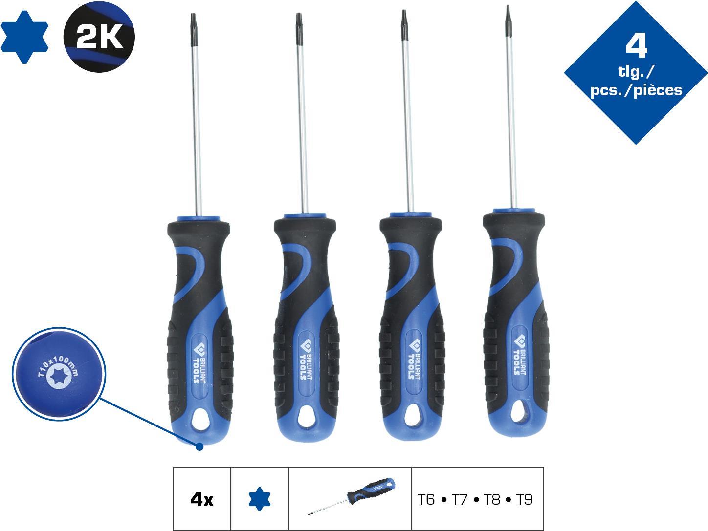 KS TOOLS Werkzeuge-Maschinen GmbH Schraubendreher-Satz, 4-tlg, Torx-Profil (BT034004)