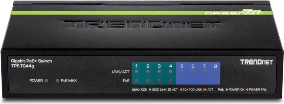 TRENDnet TPE TG44g 8-Port Gigabit PoE+ Switch Schwarz