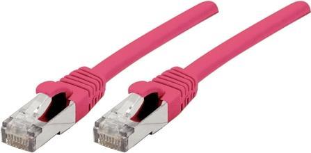 Patchkabel S/FTP (PiIMF), Cat 6A (EIA/TIA), rosa, 15,0 m Patchkabel mit besonders schmalem Knickschutz (854383)