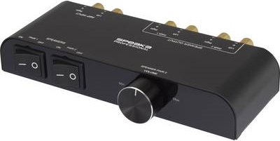 SpeaKa Professional 2 Port Lautsprecher-Umschalter integrierter Lautstärkeregler Schwarz (SP-6518220)