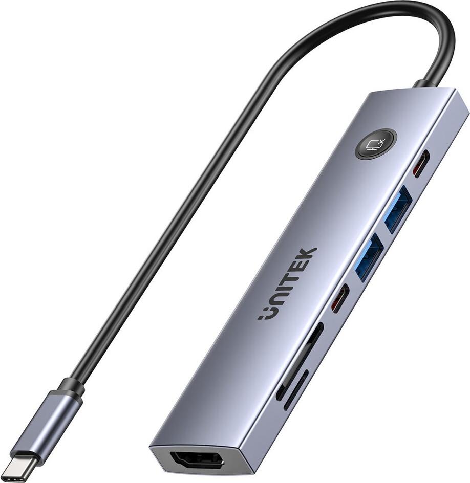 UNITEK HUB USB-C 7W1 PD 100W HDMI 2.0 MIT EIN/AUS-SCHALTER (H1124AGY01)