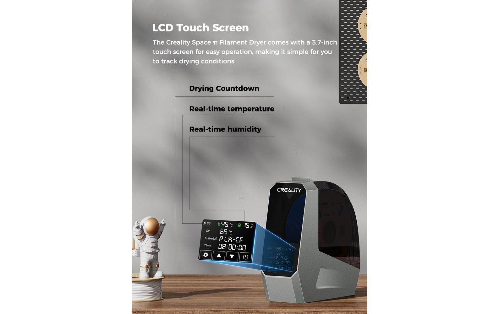 Creality Space Dryer Pi Filament-Trockner 110–220 V Touchscreen Schwarz