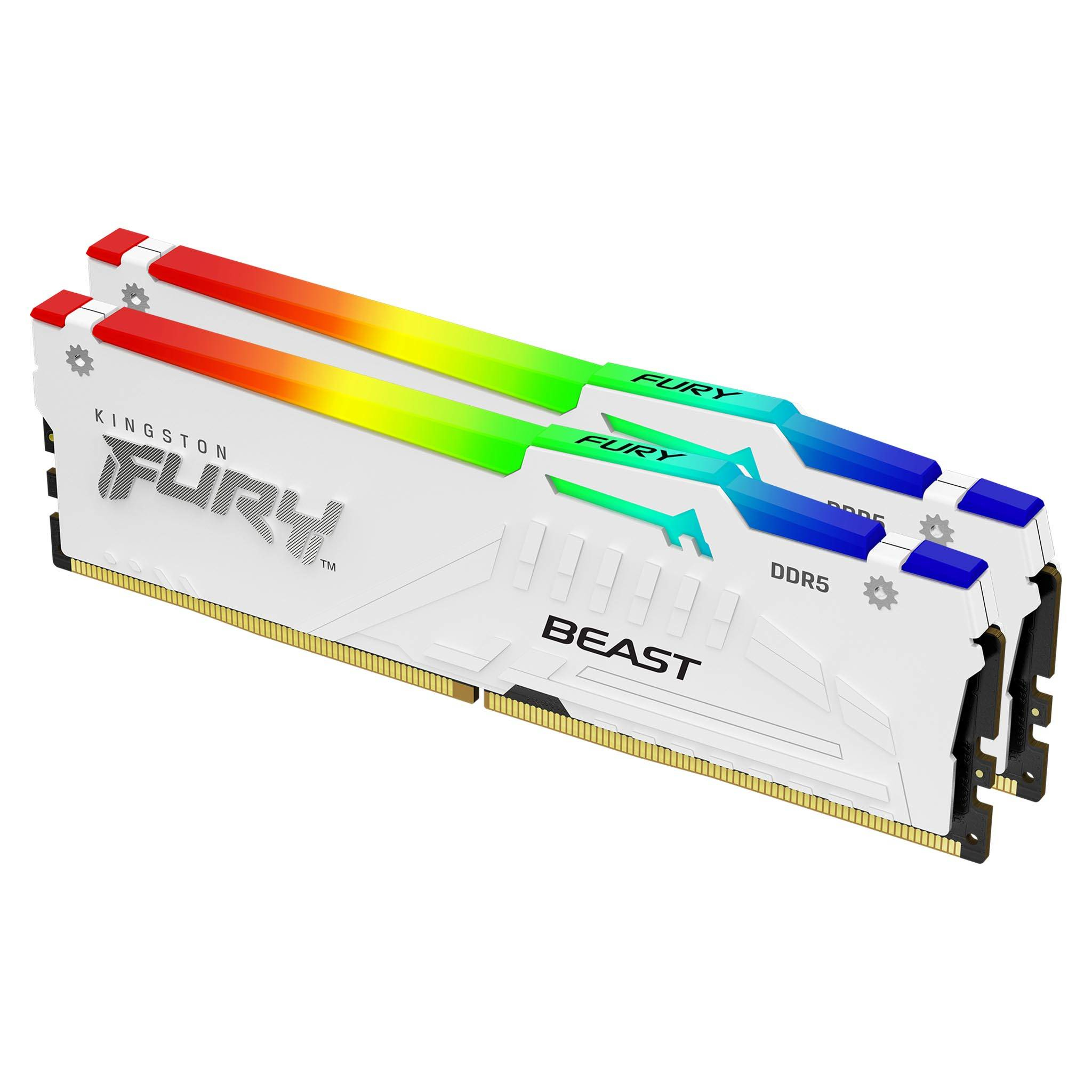 Kingston FURY Beast RGB DDR5 64 GB RAM Kit (2 x 32 GB) 6000 MHz CL30 Weiß
