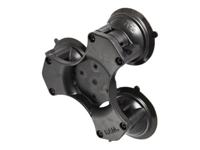 RAM Mounts Triple-Saugfuss mit AMPS-Aufnahme, Drehverschluss, Kunststoffplatte, im Polybeutel, 322 g, Schwarz