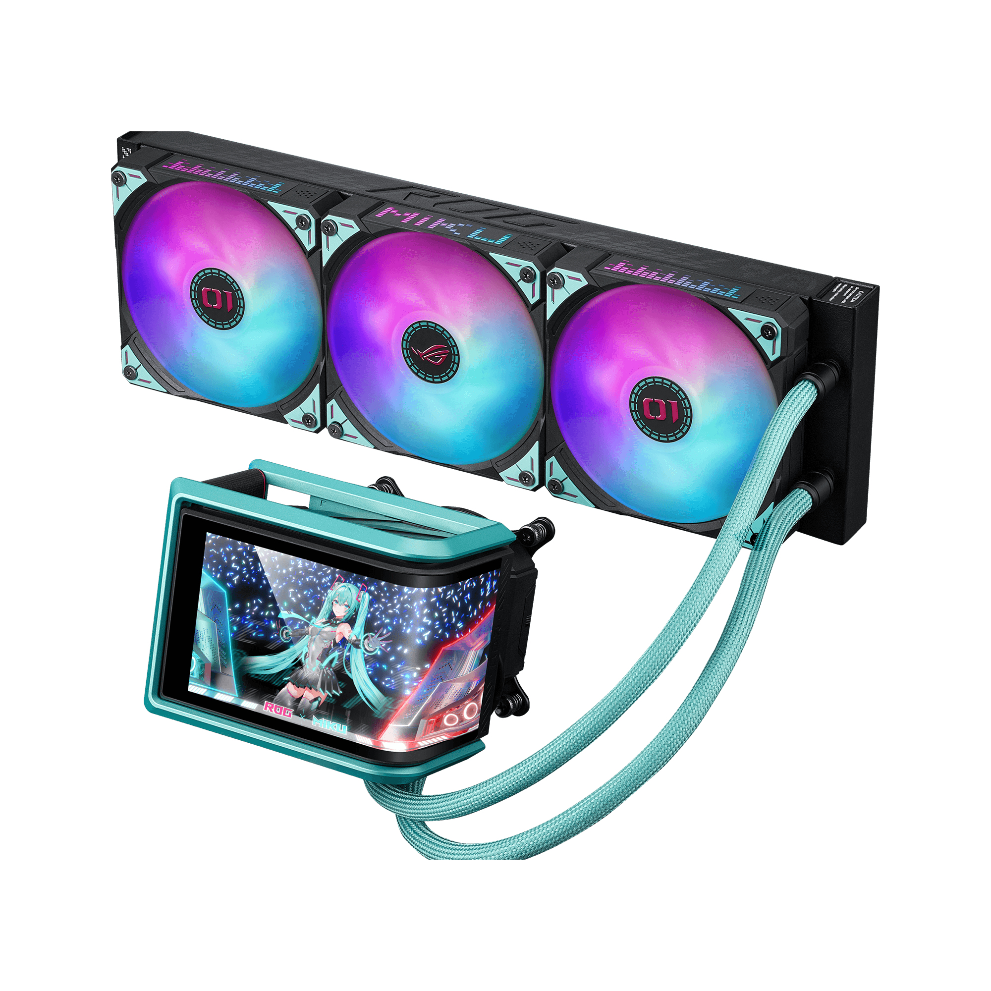 ASUS ROG RYUO IV SLC 360 ARGB MIKU All-in-One-Flüssigkeitskühler Schwarz, Türkis