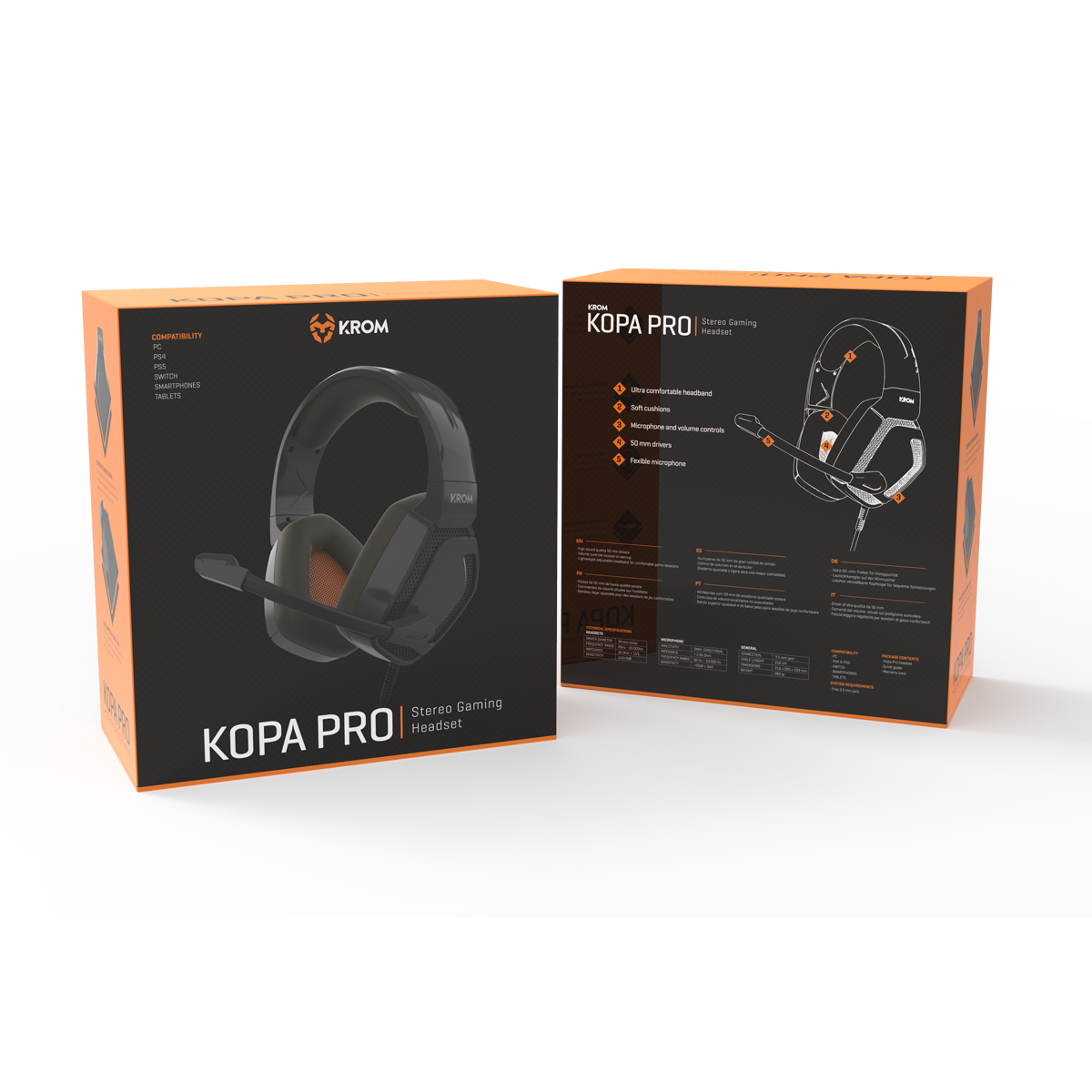 Krom Gaming KOPA PRO Kabelgebundenes Gaming-Headset 3,5 mm Klinke 20–20000 Hz Schwarz