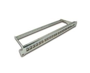 Wirewin Keystone System 24-Port Leerpanel 19" 1HE Geschirmt Nickel