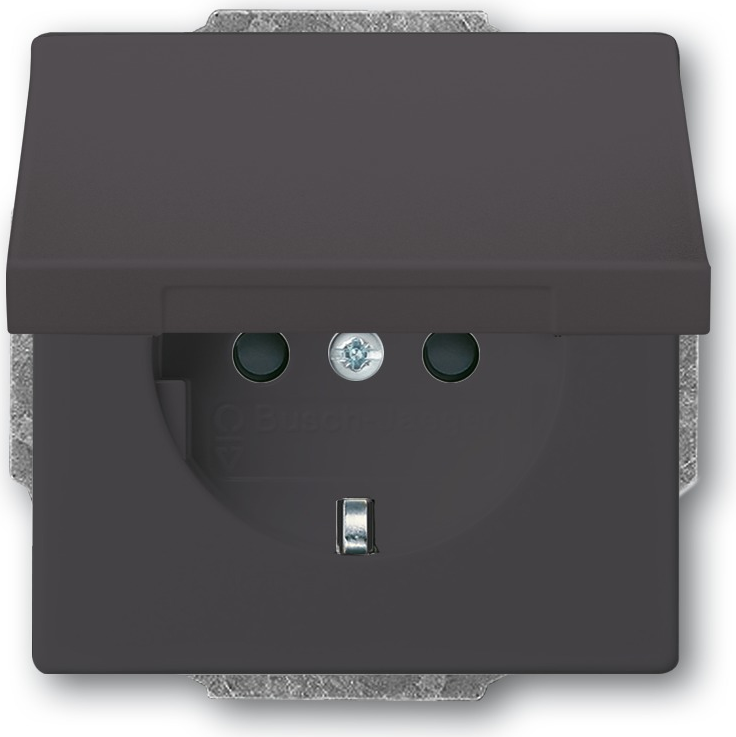 Busch-Jaeger 20 EUK-81. Buchsen-Typ: CEE 7/3, Anzahl der Pole: 2P+E. Produktfarbe: Schwarz. Ausgangsspannung: 250 V, Ausgangsstrom: 16 A. Breite: 63 mm, Tiefe: 46 mm, Höhe: 63 mm (2018-0-1486)