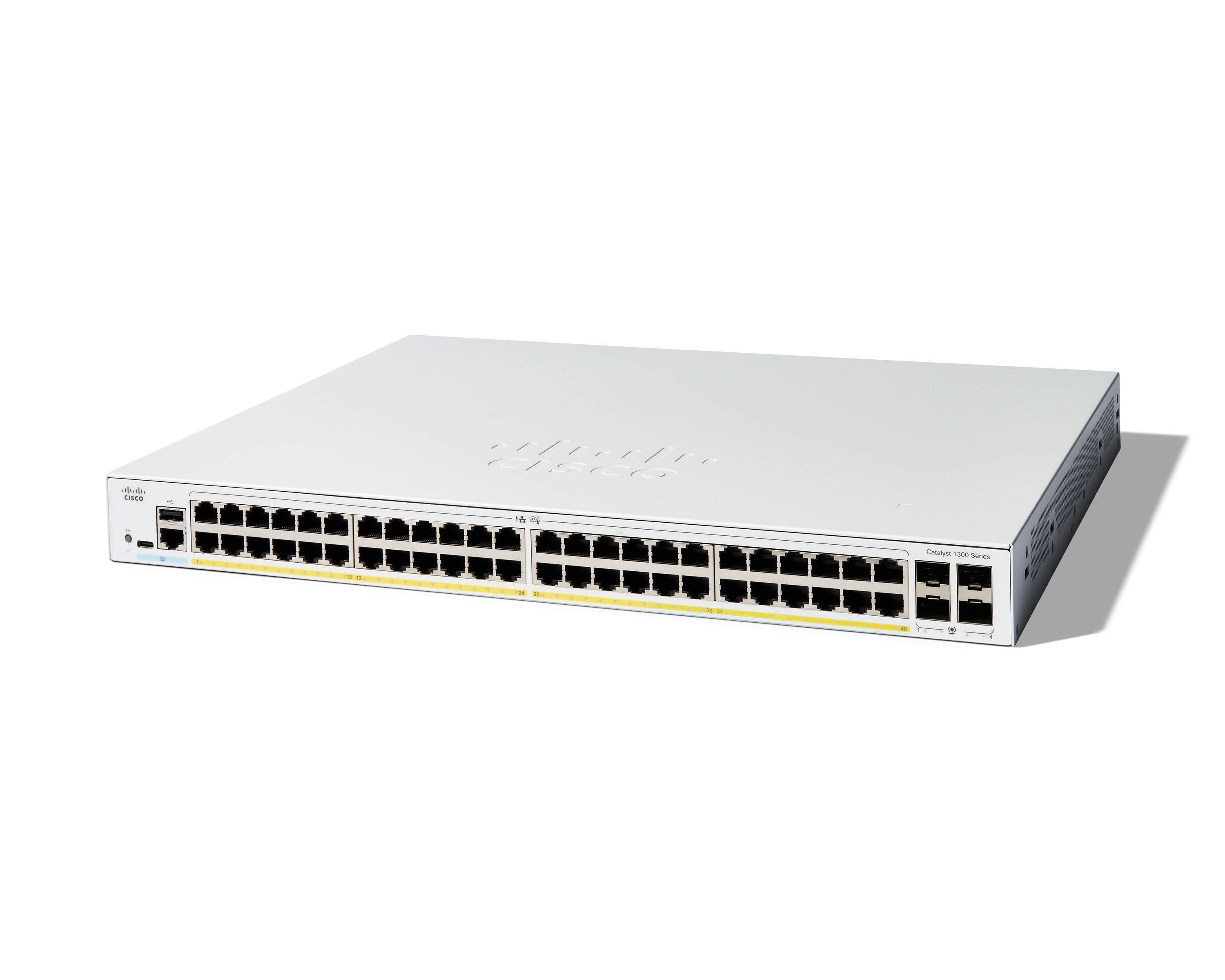 Cisco Catalyst C1300-48P-4G - Managed Switch - 48x GE PoE+ 375 W - 4x 1G SFP - L3 - Rackmount - Grau