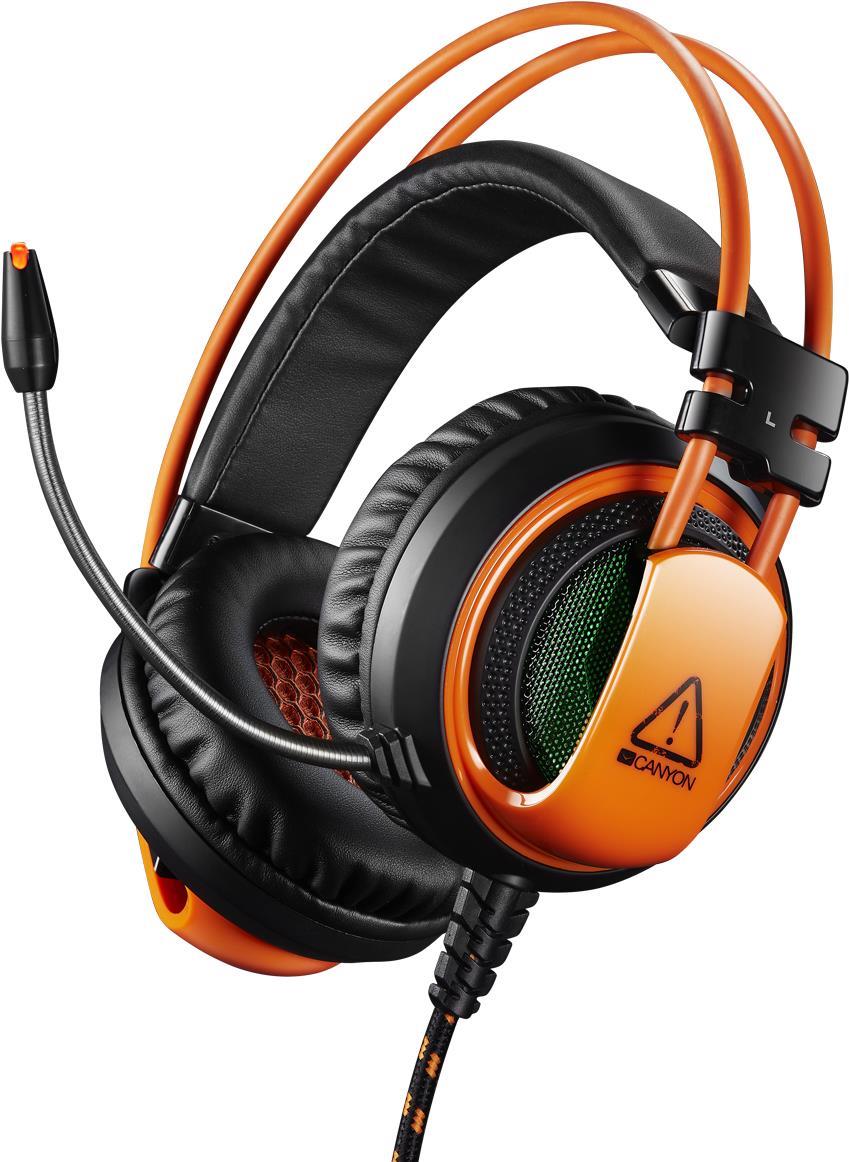 Canyon Gaming Corax GH-5A - Headset - ohrumschließend - kabelgebunden - 3,5 mm Stecker - Schwarz, orange (CND-SGHS5A)