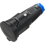 BACHMANN Schutzkontaktkupplung Vollgummi CEE7/3, Deckelband, IP54, schwarz / blau (BM0017346)