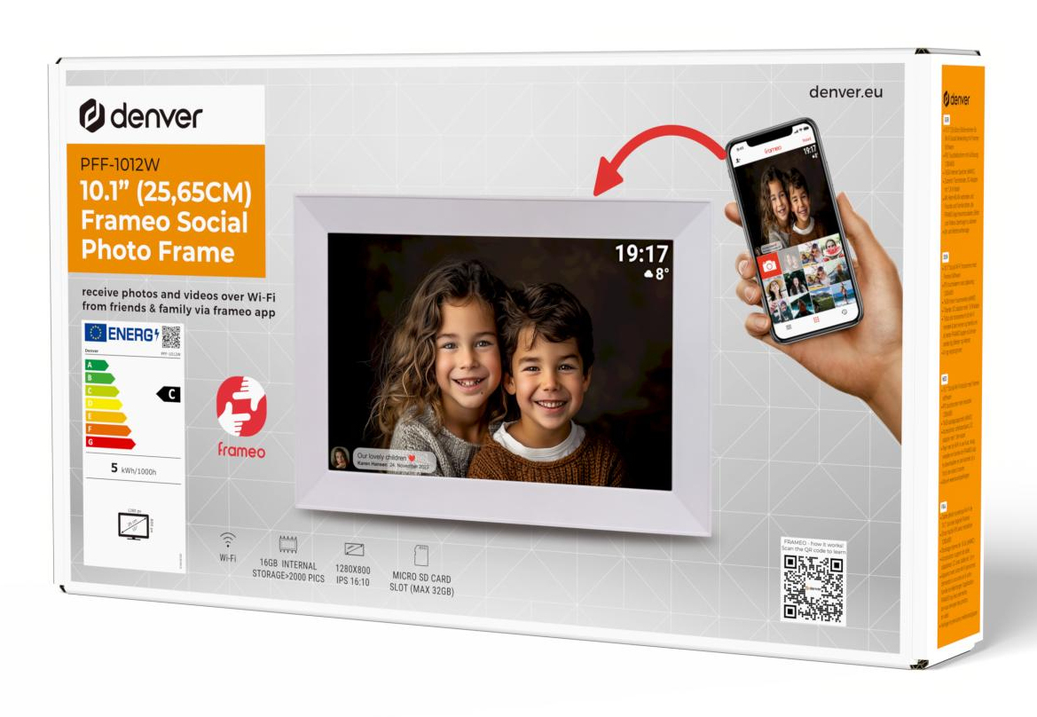 DENVER PFF-1012 10,1" Digitaler Bilderrahmen 1280x800 IPS 16 GB Weiß