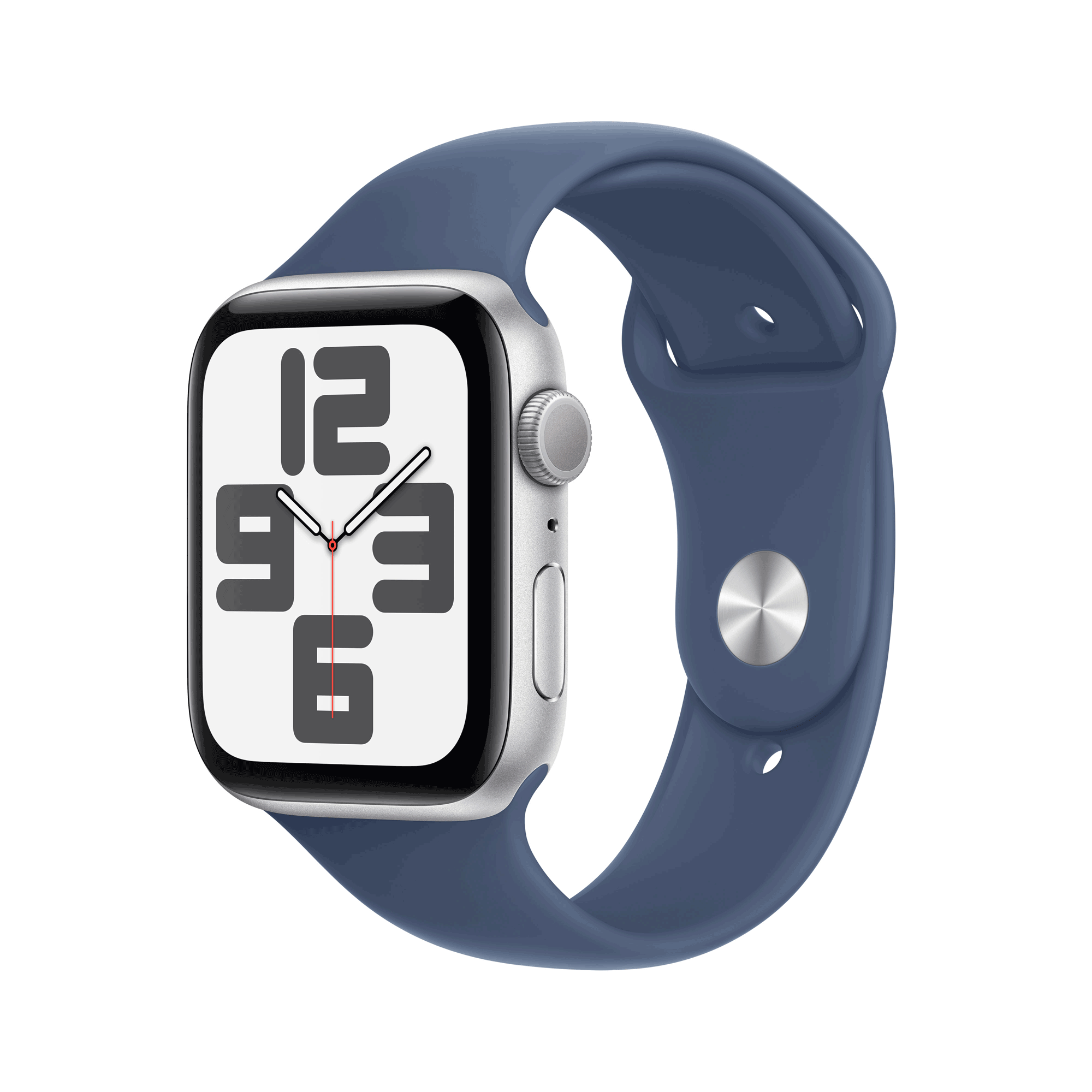 Apple Watch SE GPS 44mm Silver Aluminium Case mit Denim Sport Band MXEQ3QF A