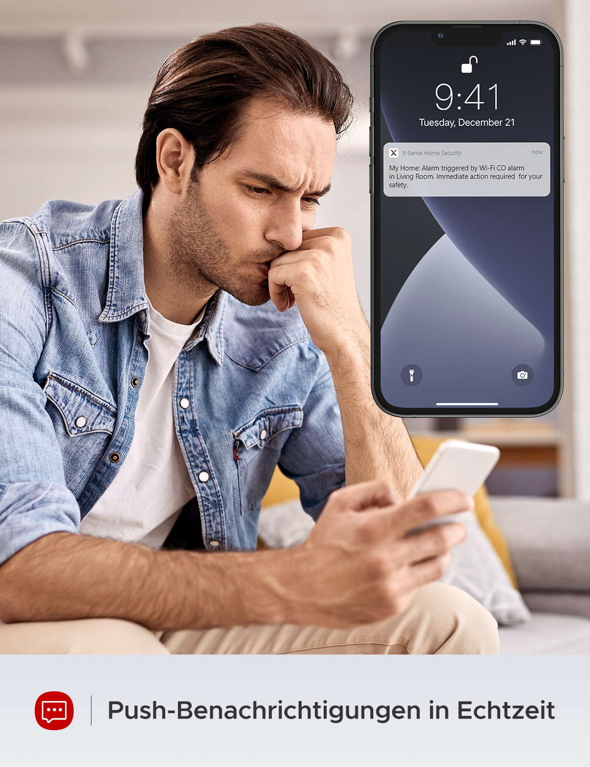 X-Sense XC04-WX Kohlenmonoxid-Melder Wi-Fi Kabellos Weiß