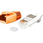 S/CONN maximum connectivity Netzwerk Modular Stecker RJ45 SET für Verlegekabel bis AWG 23, Stecker mit Zugentlastung, Einführhilfe und Tülle, Orange VE 1 (72067-O)