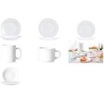 Esmeyer Arcoroc Suppenteller EVERYDAY, 225 mm, weiß aus Hartglas, spülmaschinengeeignet, Durchmesser: 225 mm - 6 Stück (384-3101)