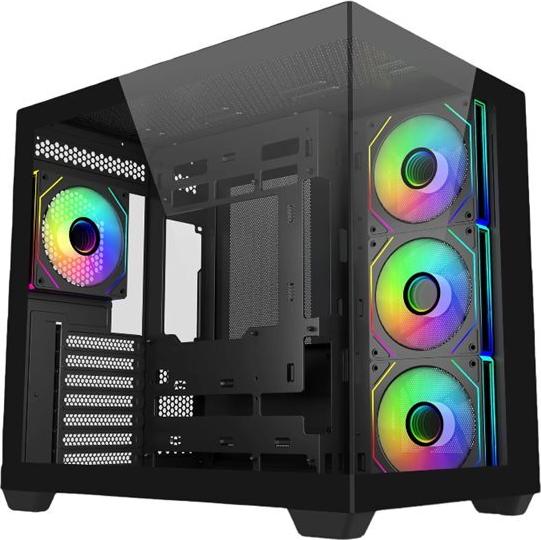 Cooler Master Elite 681 E681-KHNN-S00 Gehäuse – Mid-Tower – ATX – Seitenteil aus gehärtetem Glas – 4× ARGB-Lüfter – USB-C – Schwarz