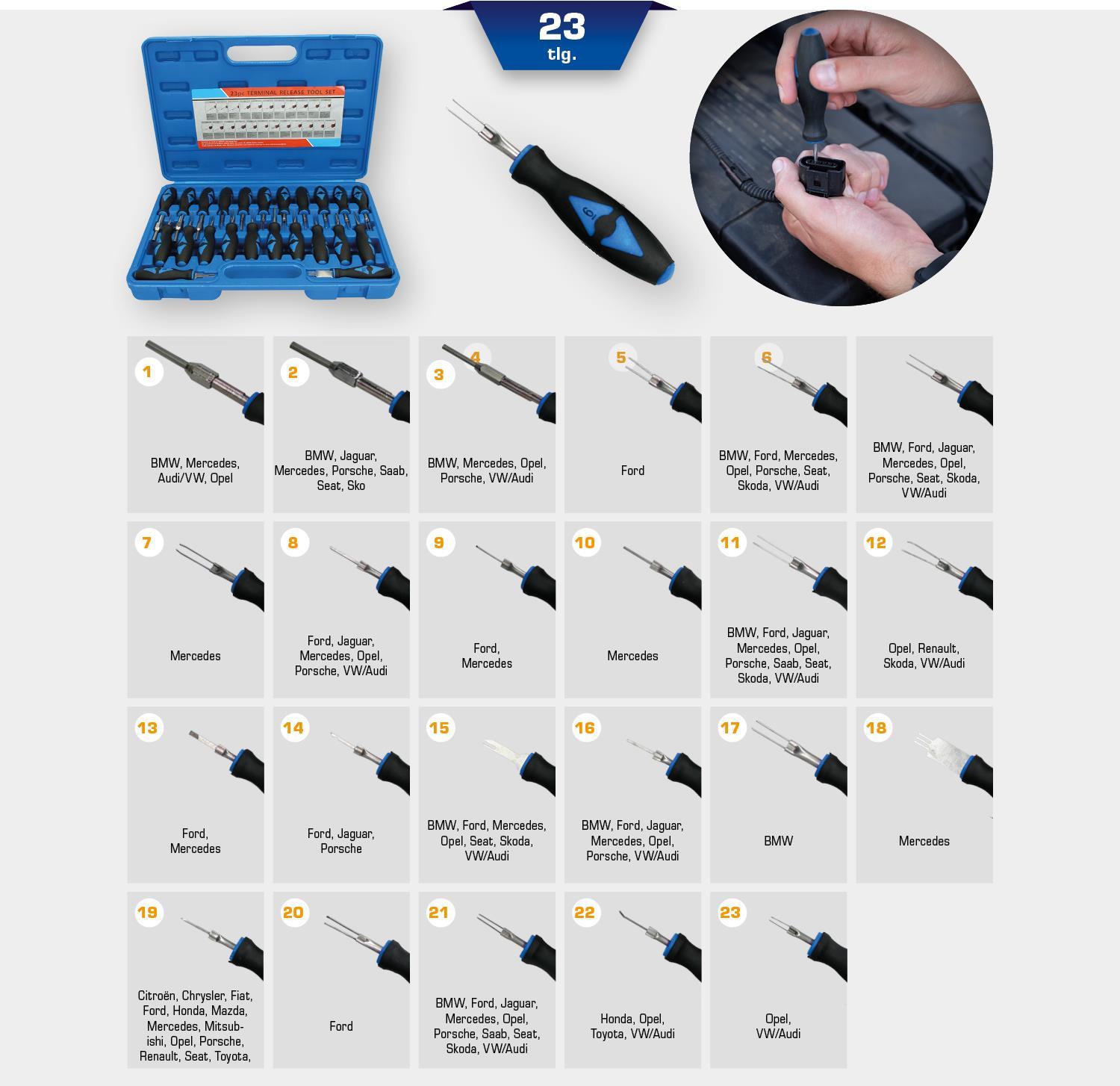 KS TOOLS Werkzeuge-Maschinen GmbH Stecker-Entriegelungswerkzeug-Satz, 23-tlg (BT511100)