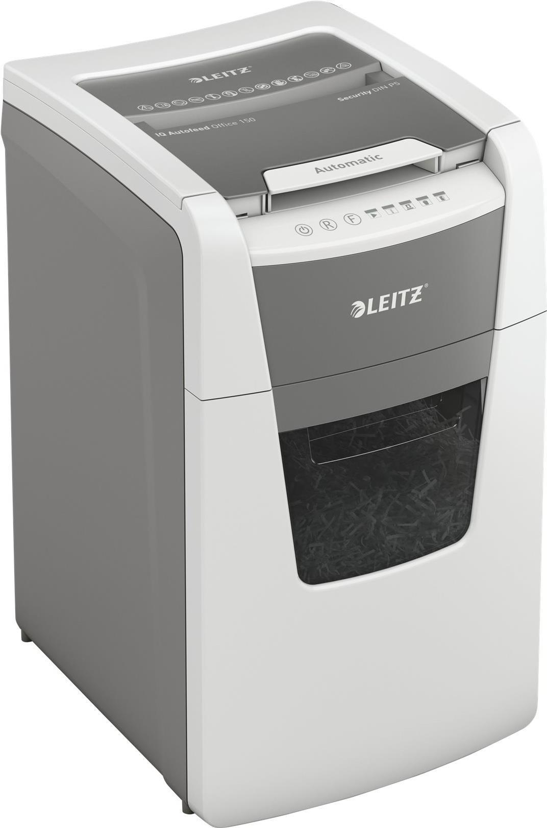 Leitz IQ AutoFeed Office 150 P4 Aktenvernichter Kreuzschnitt P4 Grau, Weiß