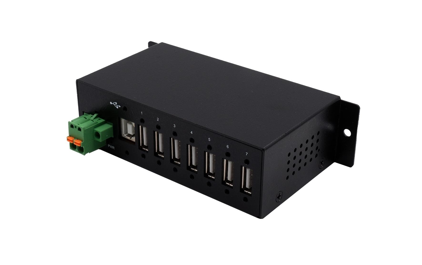 Exsys EX-1179HMVS 7-Port USB 2.0 Hub Metallgehäuse DIN-Rail 480 Mbit/s Schwarz