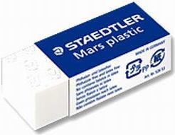 STAEDTLER Kunststoff-Radierer Mars plastic mini, weiß mit Schiebe-Manschette, in Zellophan-Verpackung (526 53)