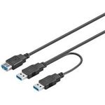 Wentronic Goobay USB 3.0 Dual Power SuperSpeed Kabel, Schwarz, 0.3 m - USB 3.0-Stecker (Typ A) , USB 3.0-Stecker (Typ A) > USB 3.0-Buchse (Typ A) (95749)