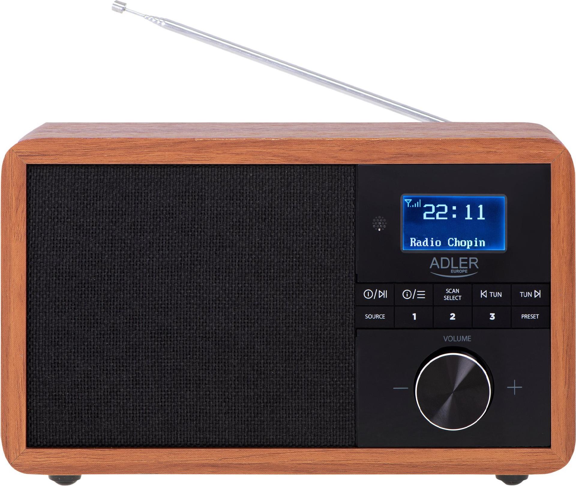Adler AD 1184 Tragbares Digitalradio DAB/DAB+/FM Schwarz, Holz