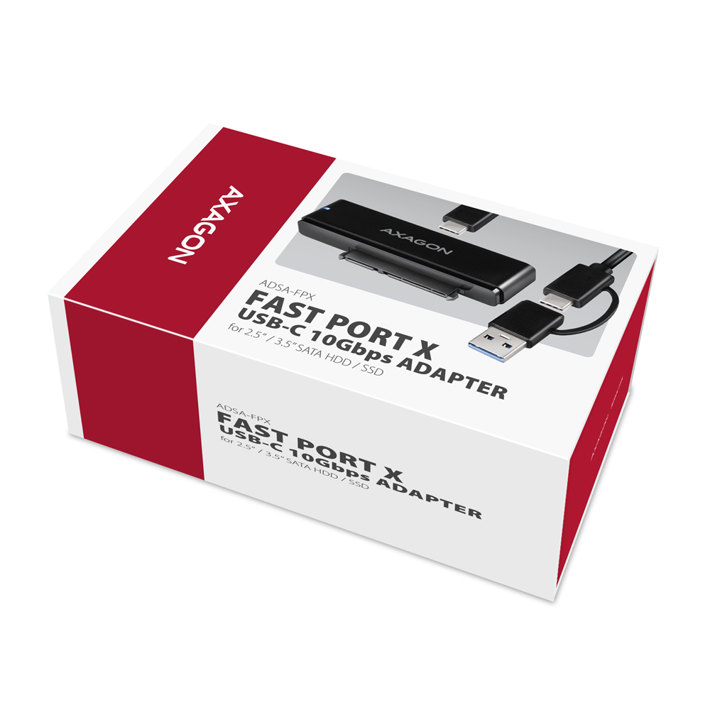 AXAGON ADSA-FPX SATA auf USB-C Adapter für 2,5"/3,5" SSD/HDD Schwarz