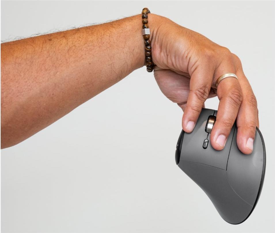BakkerElkhuizen FastForward Pro Vertikale Maus 3-Mode Ergonomisch Dunkelgrau, Schwarz