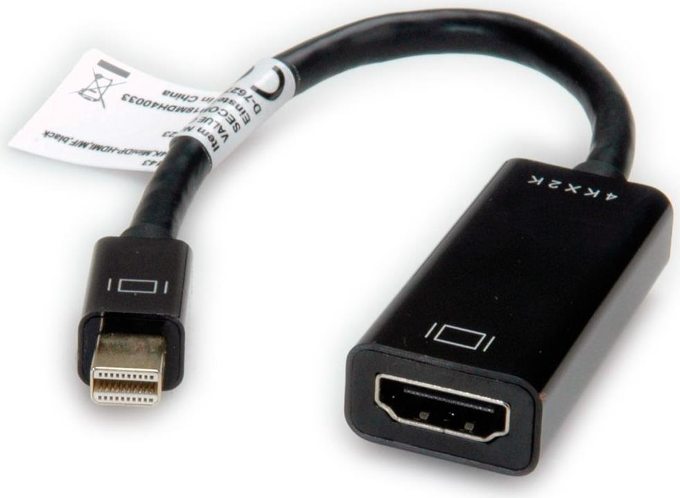 Value 12.99.3143 Videokabel-Adapter Mini DisplayPort HDMI Typ A (Standard) Schwarz (12.99.3143)