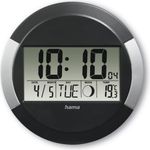 Hama Funkwanduhr Ischia, digital, DCF, Tischuhr, Temperaturanzeige, Schwarz (00222214)