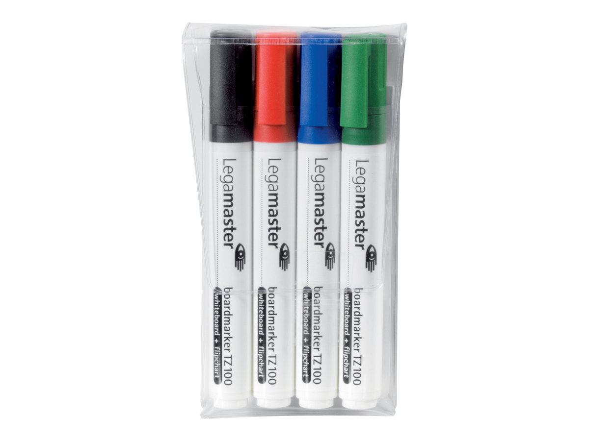 Legamaster TZ 100 Marker 4 Stück Schwarz, Blau, Grün, Rot